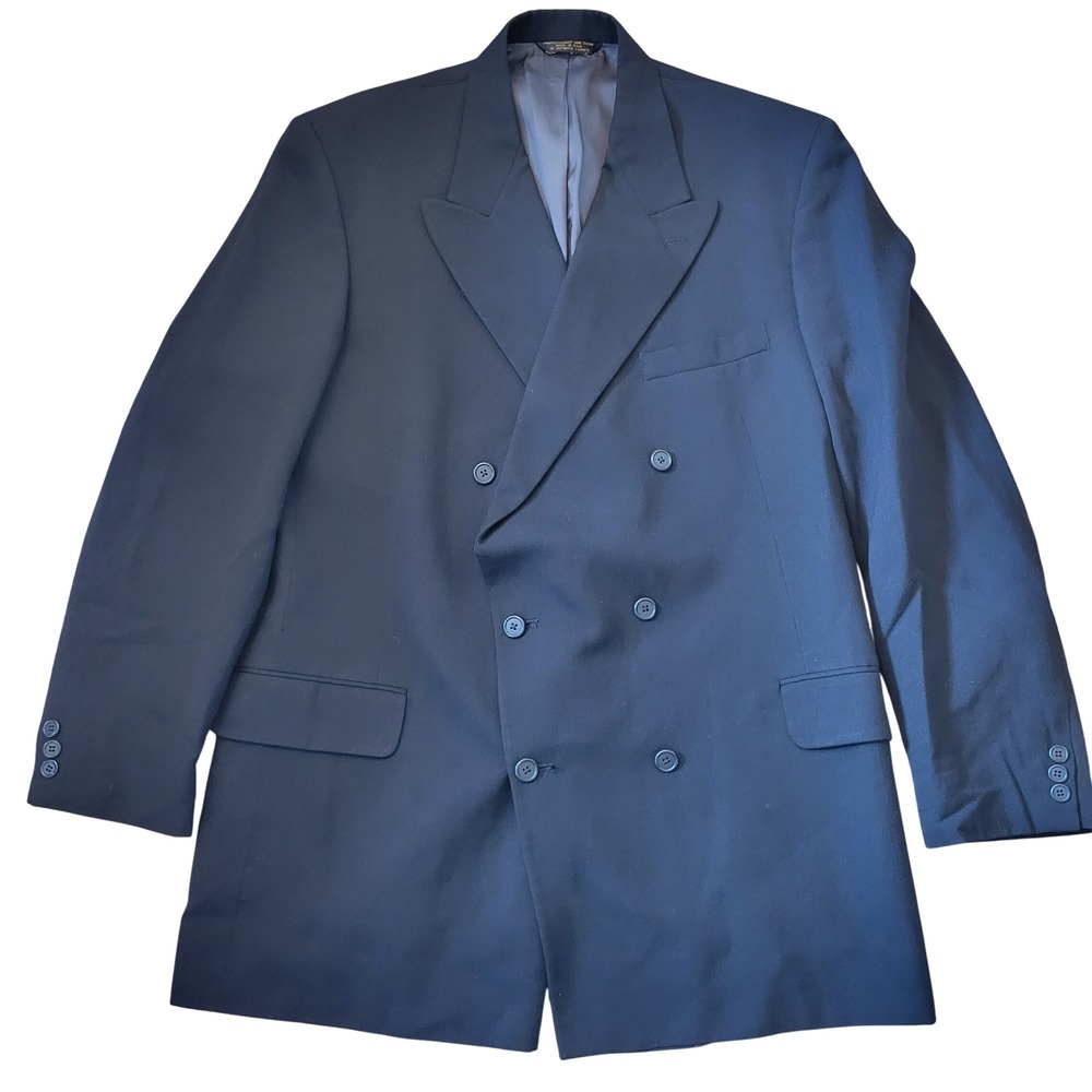 Giorgio Bottazzi 48 EX-L Blazer Navy Blue Double Breasted Peak Lapel USA Preppy